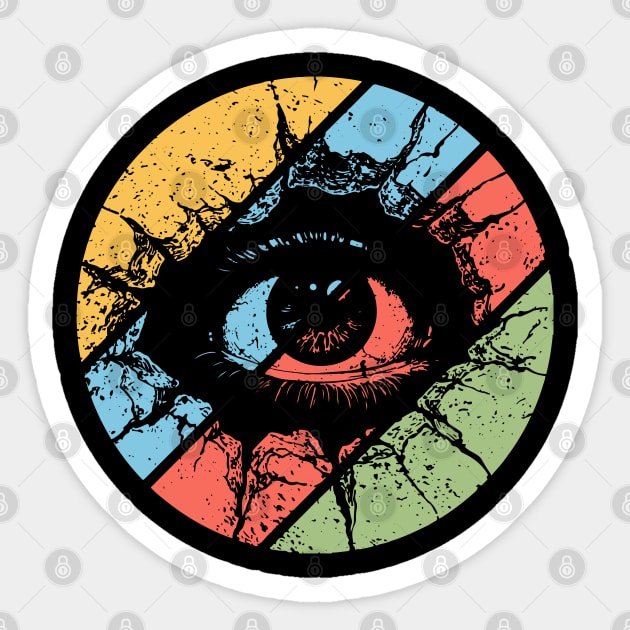 Distressed Eye Pop Art – Vintage Grunge Visionary Aesthetic Tee Sticker by TuncGK